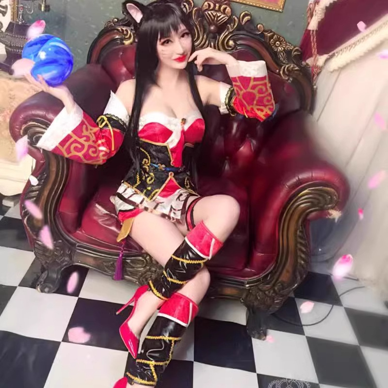 新款 现货LOL英雄联盟女九尾妖狐阿狸cosplay服装尾巴道具新CG版