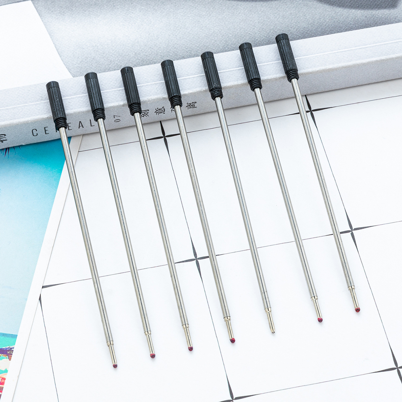 Manufacturer's High-Quality Ballpoint Pen Refill 1.0mm Bullet Tip Metal Pen Refill for Students, Smooth Writing Ballpoint Pen Replacement Refill