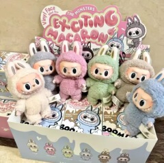 现货秒发盒装拉布布labubu1.0一代马卡龙系列潮流搪胶脸潮玩毛绒