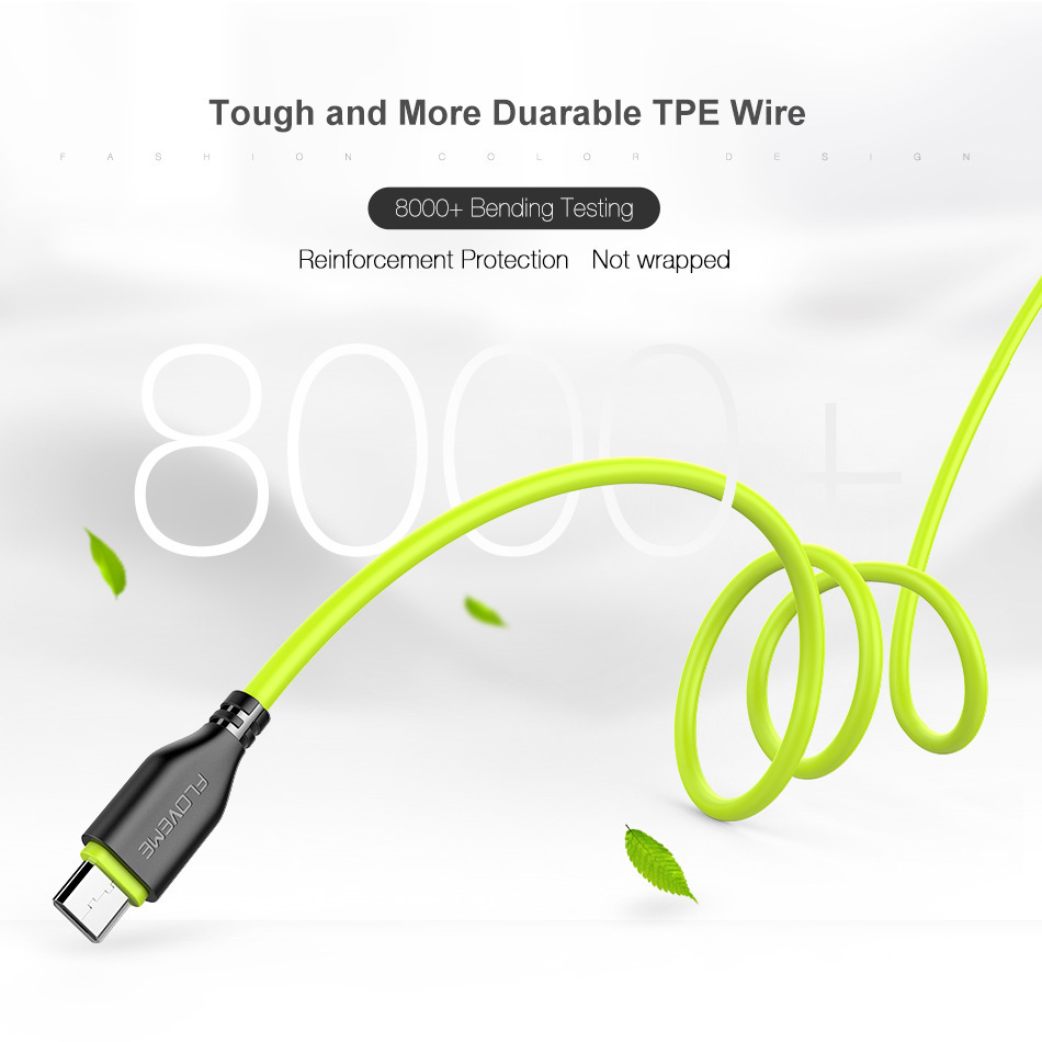 Floveme TPE cavo di ricarica per casa e ufficio per telefono cellulare 2.2A 30 cm 100 cm micro interfaccia_voghion.com