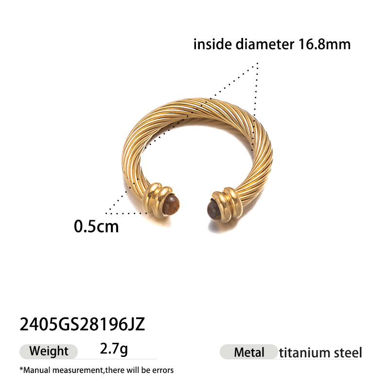 Anillo de piedra de ojo de tigre de acero inoxidable TENA de Europa y los Estados Unidos exagerado alto nivel de explosión transfronteriza anillo de nicho de titanio no se desvanece