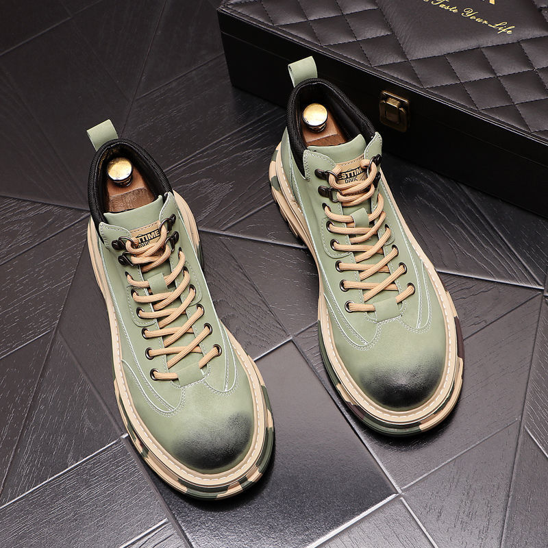 P Martin Boots Men S High Top British Style Ins Mid Short Tooling Autumn And Winter Shoes Increase Casual Desert_voghion.com