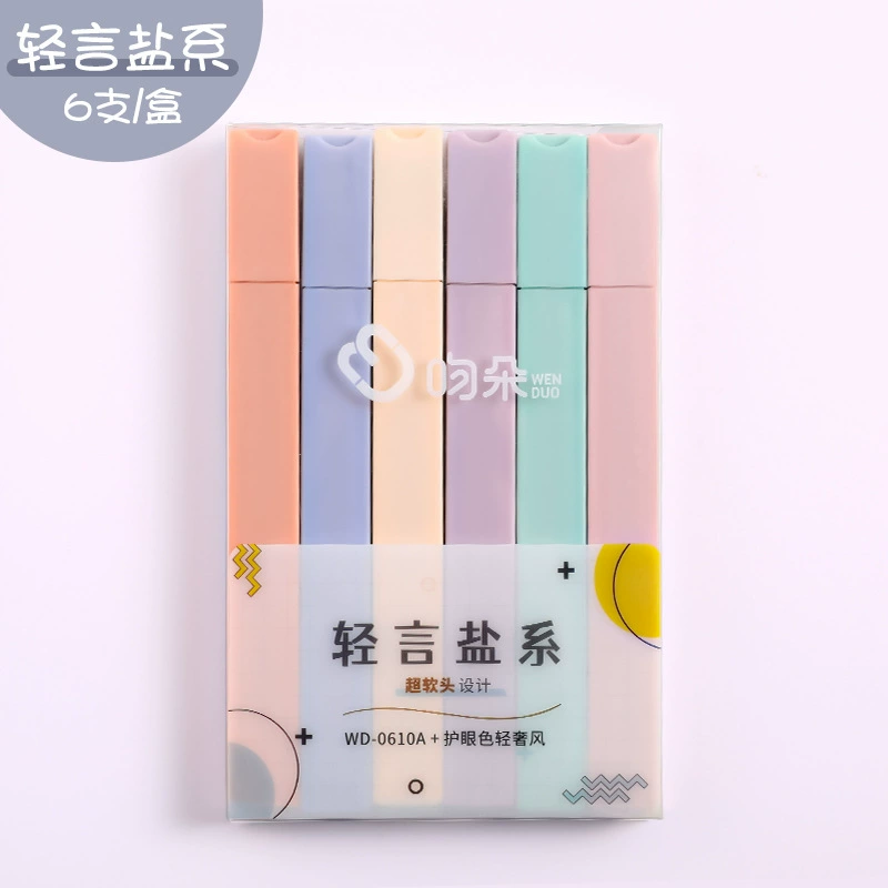 Soft-Head Highlighter (Morandi) oblique tip, pastel marker set, student note & drawing
