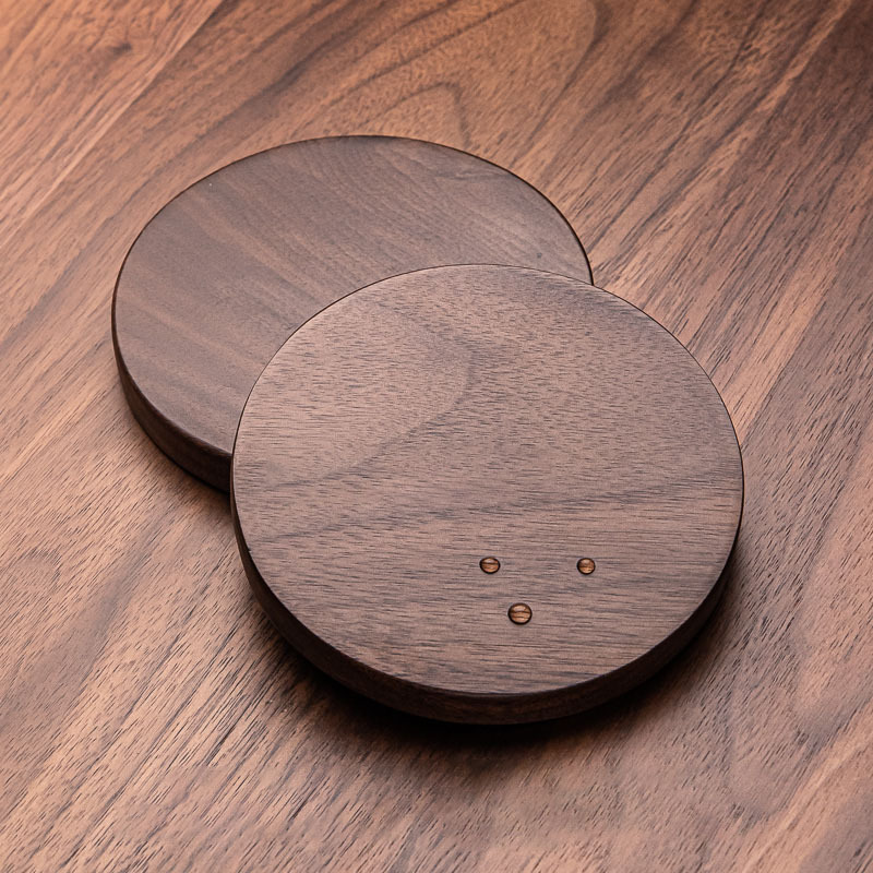 北欧風シンプル木製収納ミニマット コーヒー用 ブラックウォールナット材 カップ断熱マット 木製マグカップマット 食器|undefined