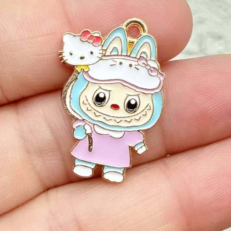 漫画ラブブ合金ペンダントアニメ合金オイルドリップジュエリーアクセサリー DIY イヤリングブレスレットキーホルダーペンダント|undefined