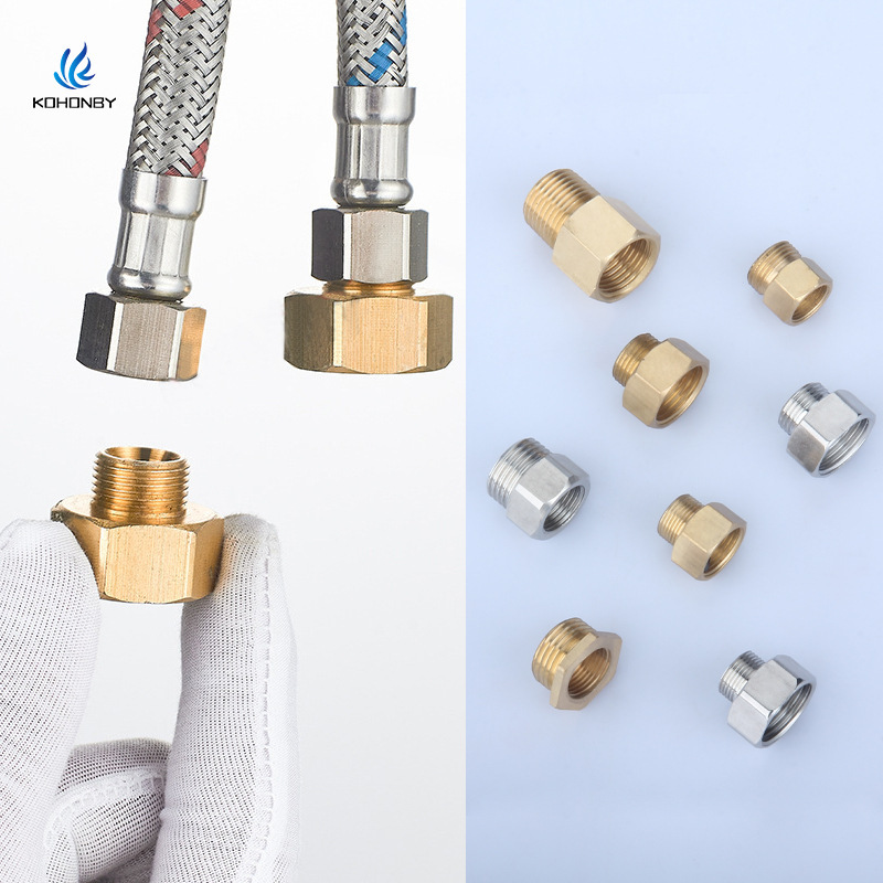 Faucet 3/8 Water Supply US Gauge European Standard 9/16 Thread to G1/2 Thread Water Inlet Braided Hose Copper Adapter