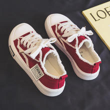 同款夏季红色帆布鞋女鞋2024新款透气超火休闲布鞋板鞋球