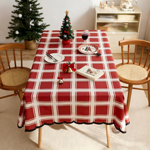 跨境美式圣诞节桌布防水防油轻奢高级感节日装饰台布长方形餐桌布