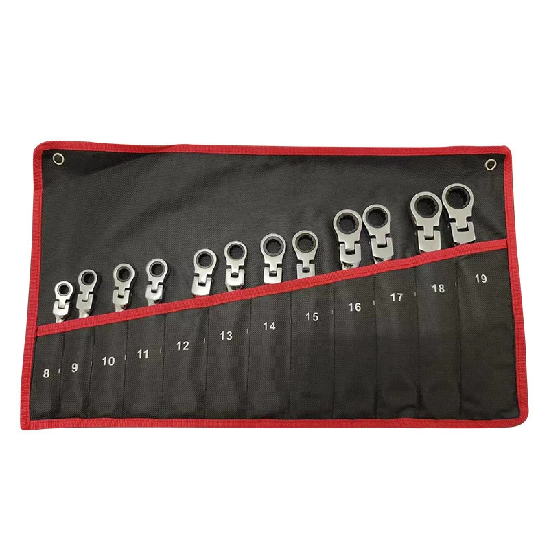 Набор инструментов для авторемонта: трещоточный ключ, сумка-органайзер из ткани, 12 предметов, регулируемый, двойного назначения, с поворотной головкой на 72 зубца, трещоточный тип