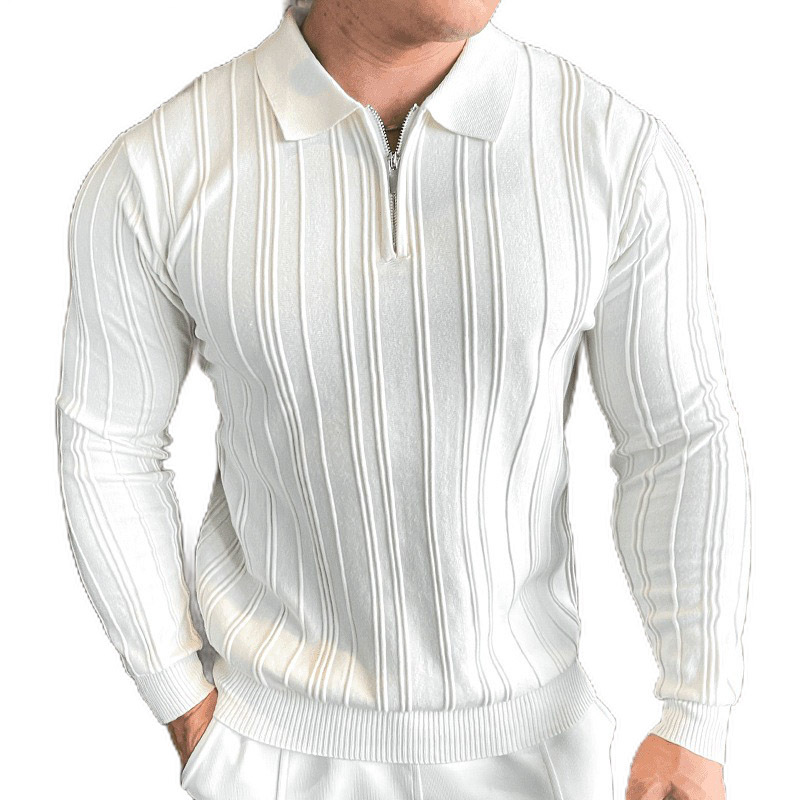 Explosiones transfronterizas de tamaño grande europeo polo camiseta con solapa de manga larga jersey suéter hombre rayas vieja fábrica de viento de dinero al por mayor