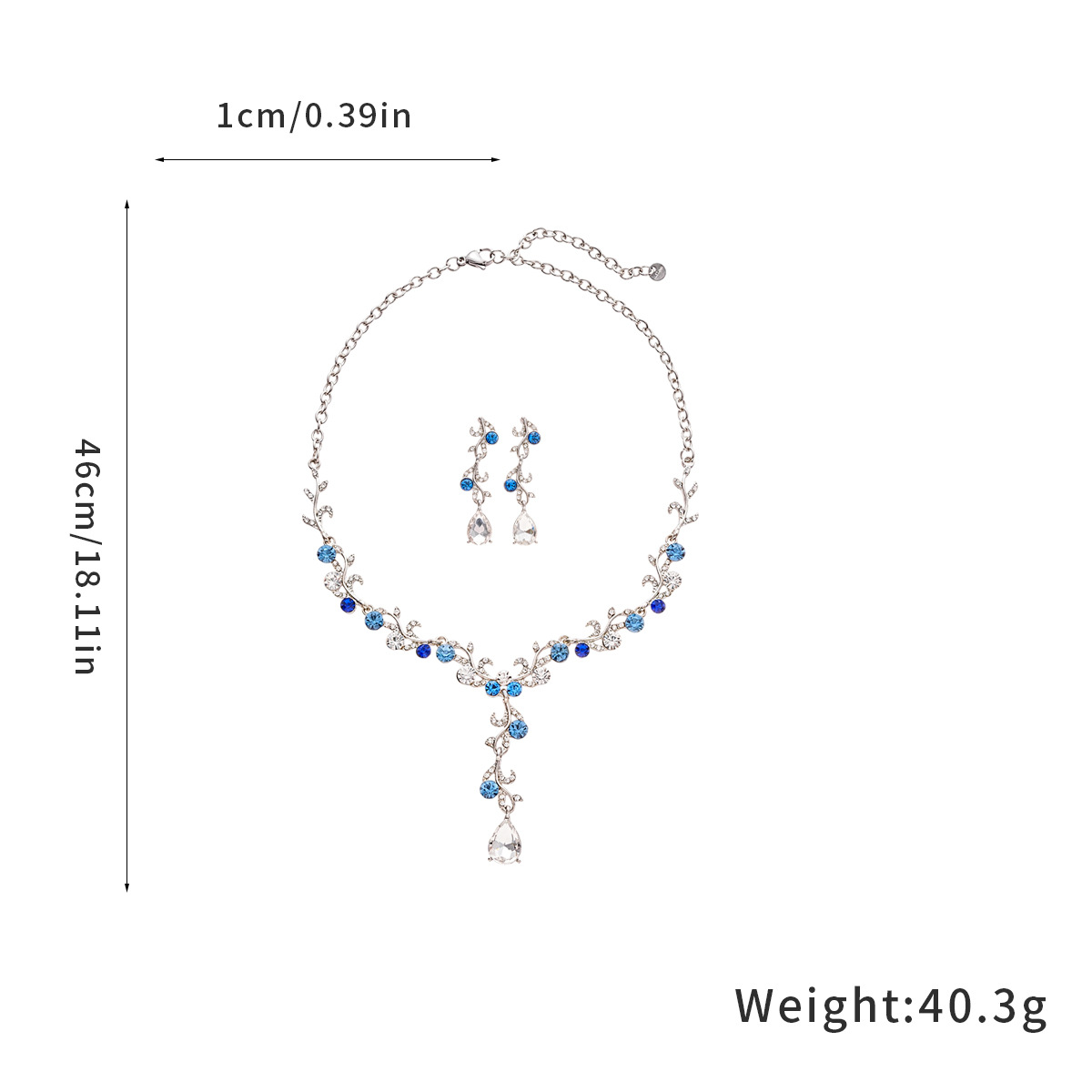 귀걸이 목걸이-실버-블루(2개 세트)