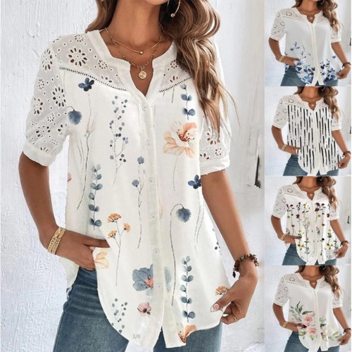 eBay women's new fashion button-down short-sleeve shirt
