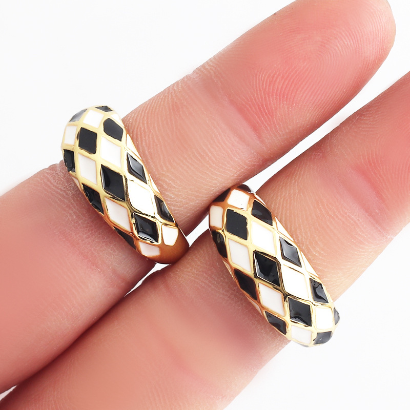 Fashion Lattice Copper Open Ring Plating Copper Rings display picture 3