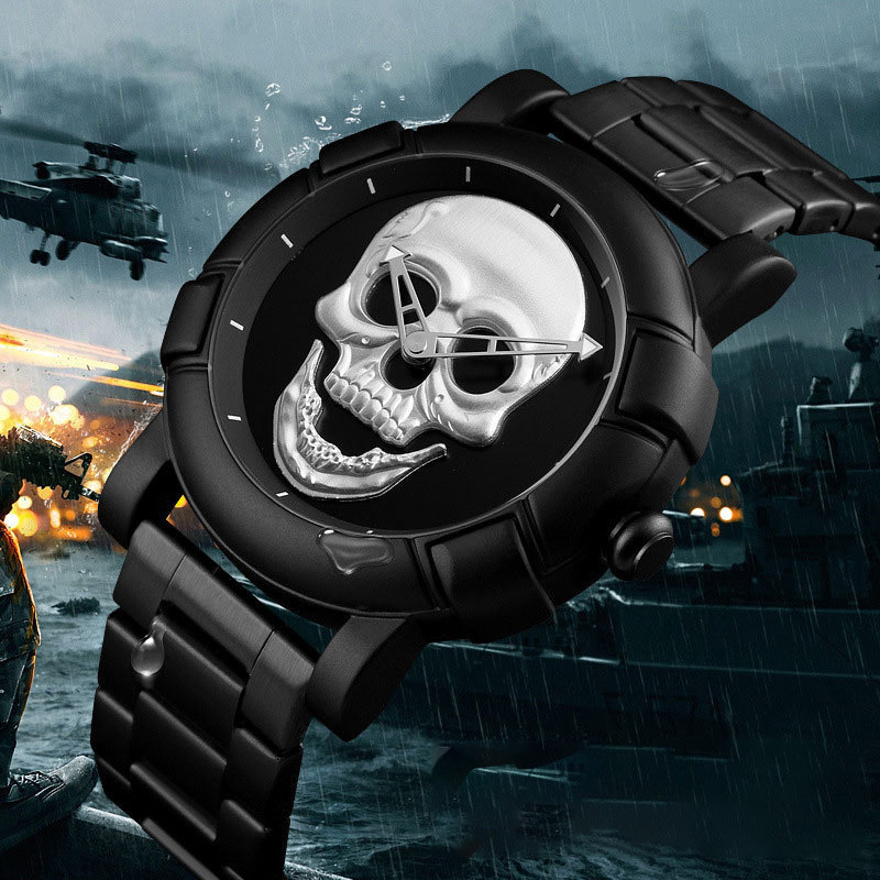 Cross-border Trendy Hip-hop Skull Men's Fashion Watch Large Dial Sports Steel Band Student Men's Watch