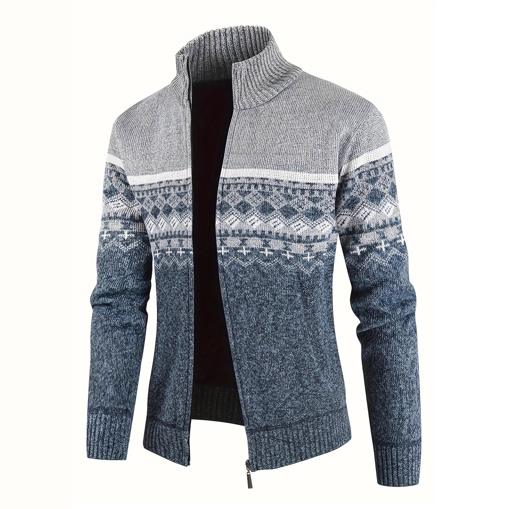 Nuevo transfronterizo Amazon otoño y invierno nuevo suéter de hombre de cuello de pie color de punto cardigan suéter casual de hombre