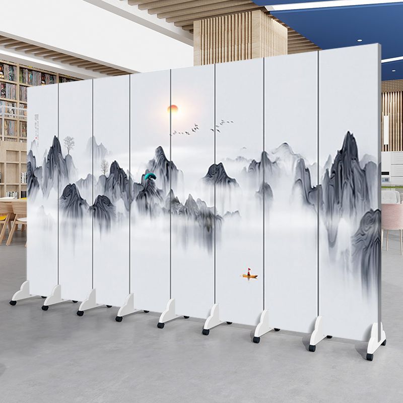 中国風の風景画スクリーンパーティションリビングルームオフィスエントリーベッドルーム折りたたみモバイルシンプルモダンなティールームブロック|undefined