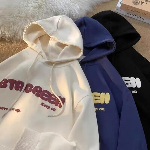 Vintage American-style long-sleeved hooded sweatshirt for men, suitable for spring and autumn, heavy warm, thick padded casual top