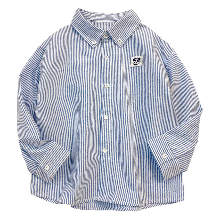 Boys Haima's casa 2025 primavera y otoño nuevo estilo coreano ropa para niños camisa de manga larga ropa de otoño de algodón puro para niños tendencia de rayas