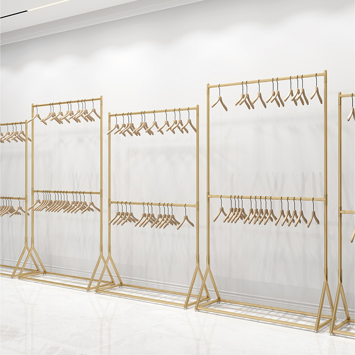 Double-layer hanger suit cheongsam floor photography building clothing rack children's clothing shelf clothing store display rack wholesale