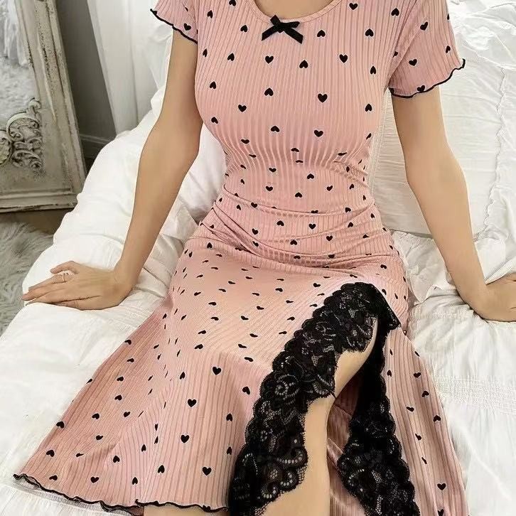 跨境TEMU欧美热销提花坑条长裤吊带爱心睡衣套装可外穿家居服女夏|undefined