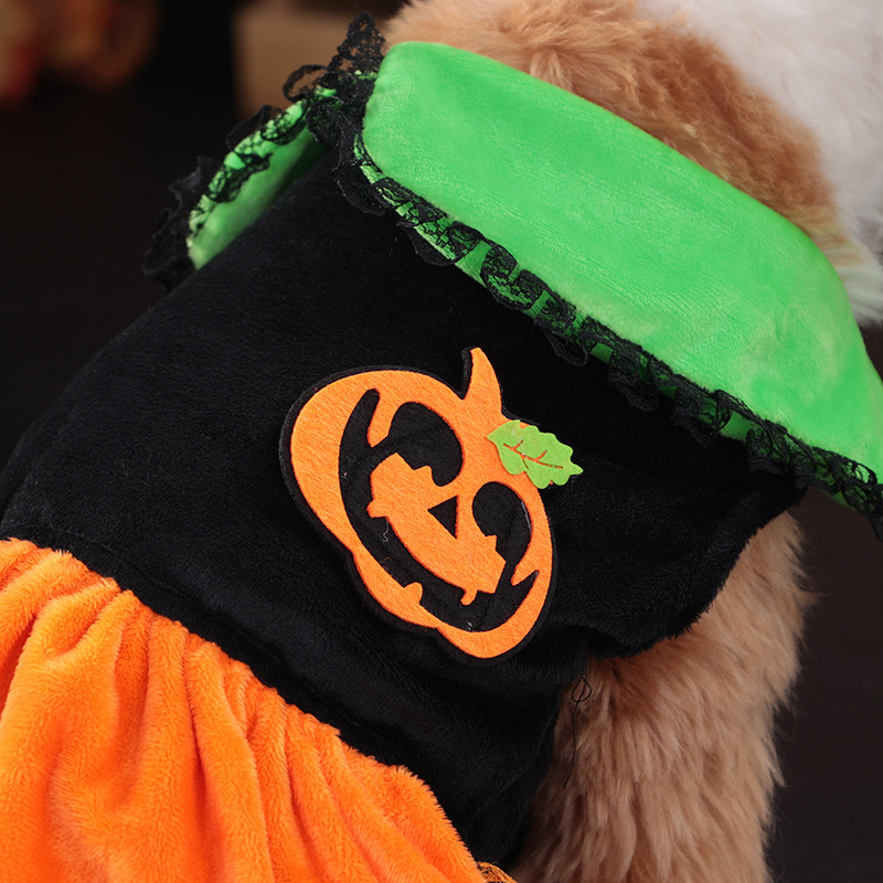 Nueva falda casual para perros con solapa de calabaza de Halloween