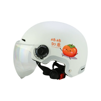 Motosiklet kaskı (dəbilqə) Suitable for All Seasons, Customized - 3c-transparent-short-mirror-frosted-white-persimmon-persimmon-ruyi-l