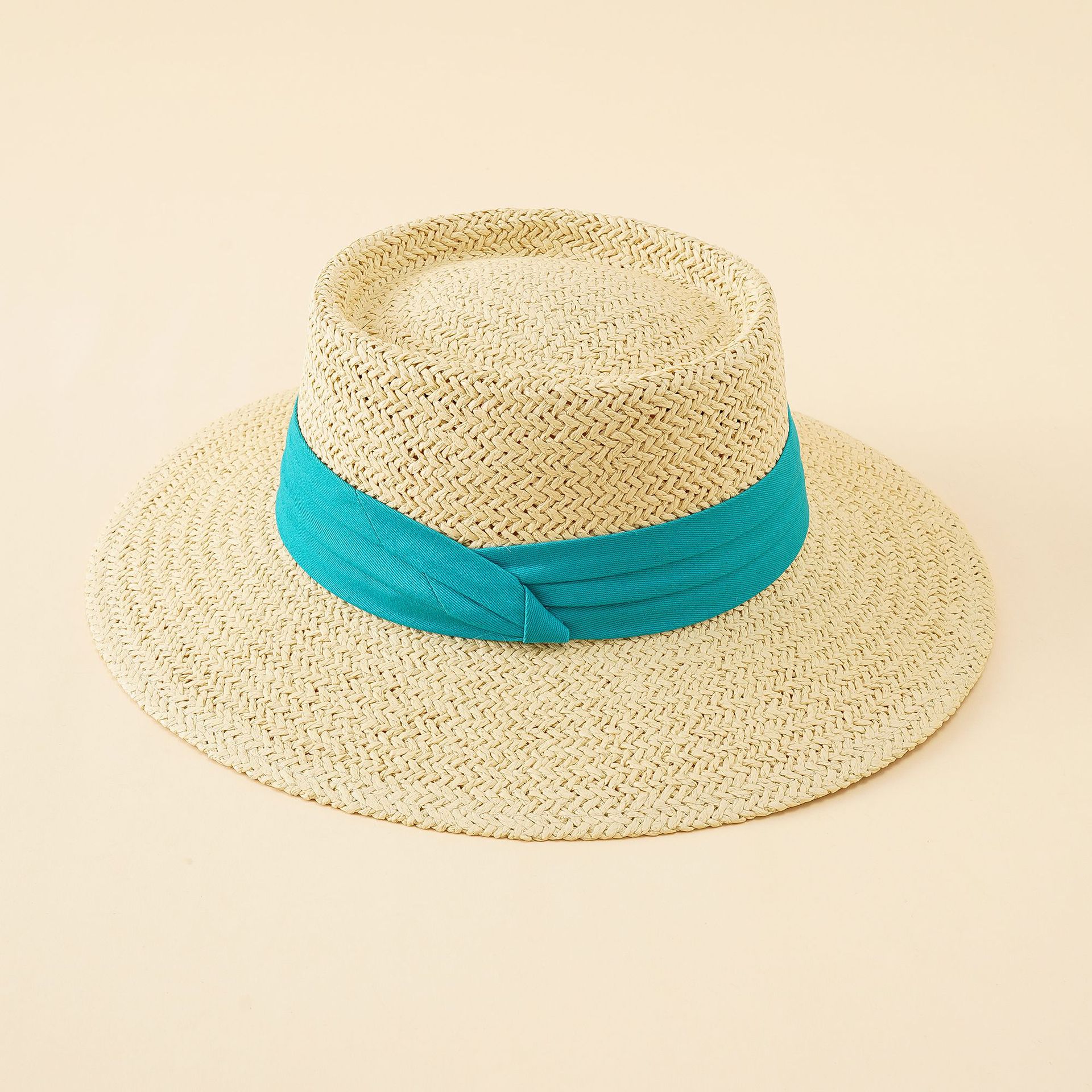 Sombrero de vacaciones de verano moda femenina tejida sombrero de copa británico sombrilla vacaciones Playa Sol sombrero de paja