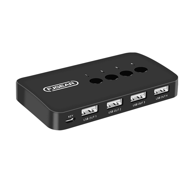 Переключатель KVM Fengjie 4 в 1: общая клавиатура и мышь для 4 компьютеров, USB2.0, функция шаринга принтера, 4-to-4