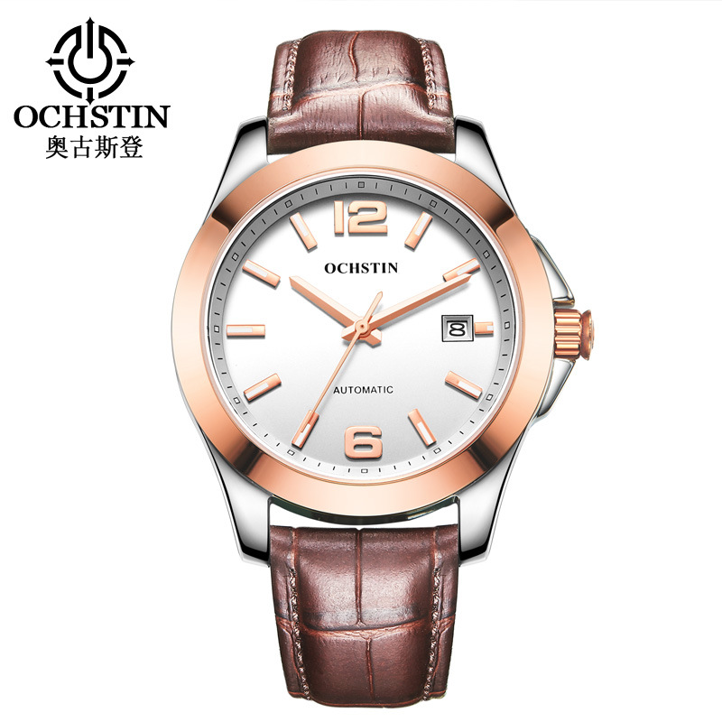 Genuine goods augustden leather waterproof reloj mecánico automático trendy Business casual Watch CA021A