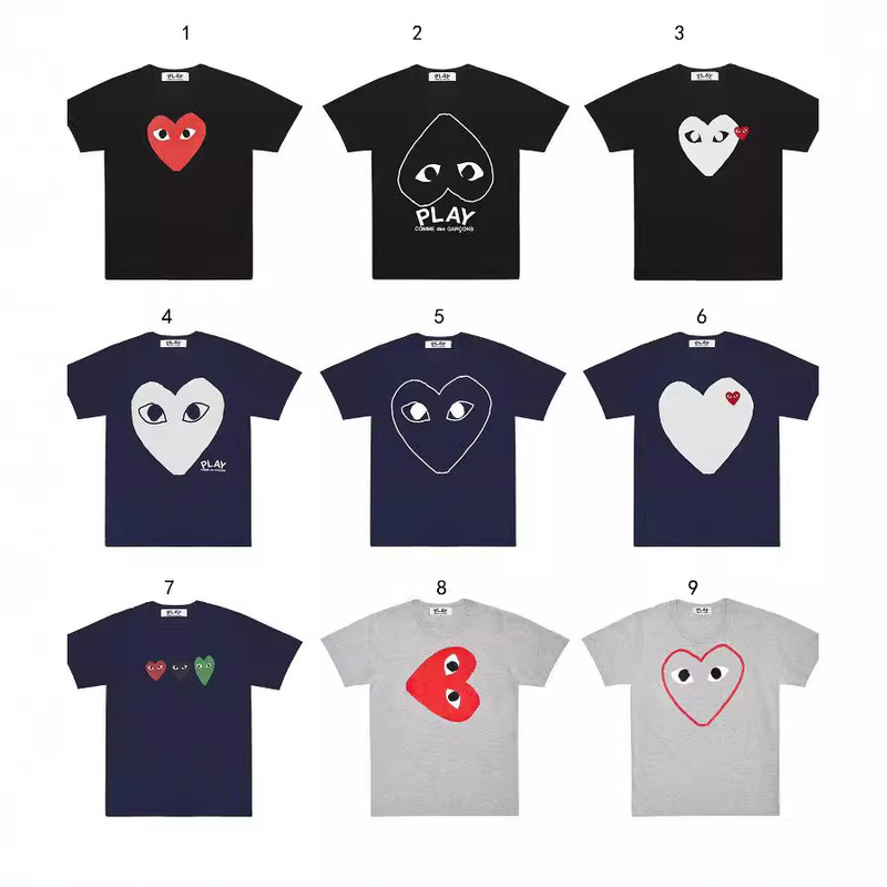 PLAY Letter CDG Simple Symbol Love Embroidery Men's and Women's Round Neck Short Sleeve T-shirt