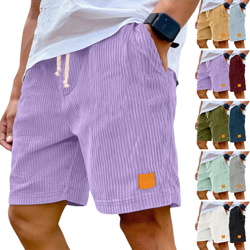 Europa y los Estados Unidos transfronterizos Amazon nuevo hombre retro bordado lámpara de cuero velcro cordón de moda pantalones cortos casuales estadounidenses