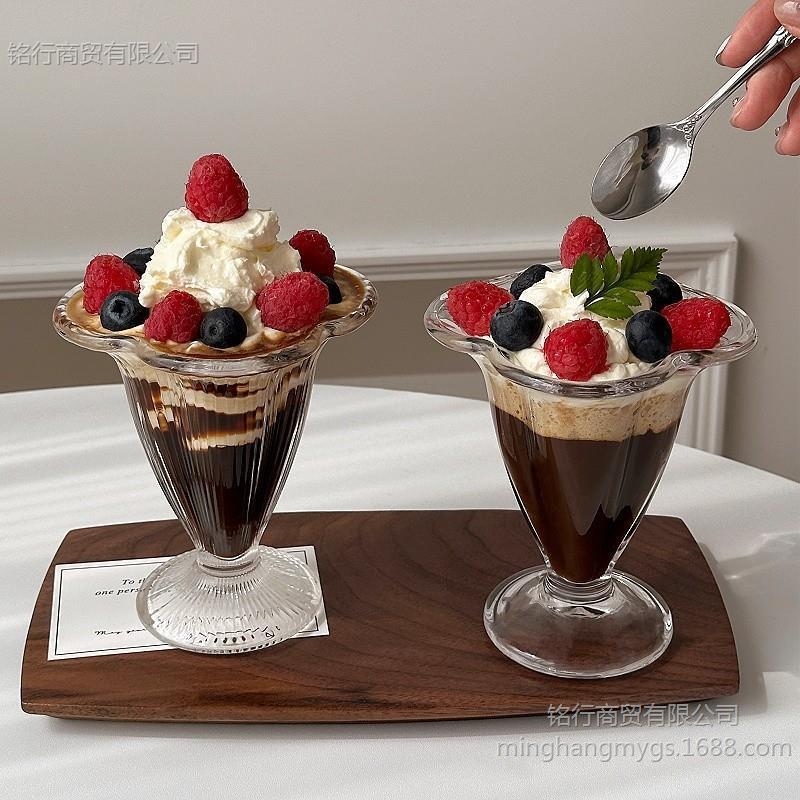 Glass Ice Cream Cup, Fruit Juice Cup, Milk Tea Cup, Dessert Cup, Creative Ice Cream Bowl, Milkshake Cold Drink Ice Cream Cup