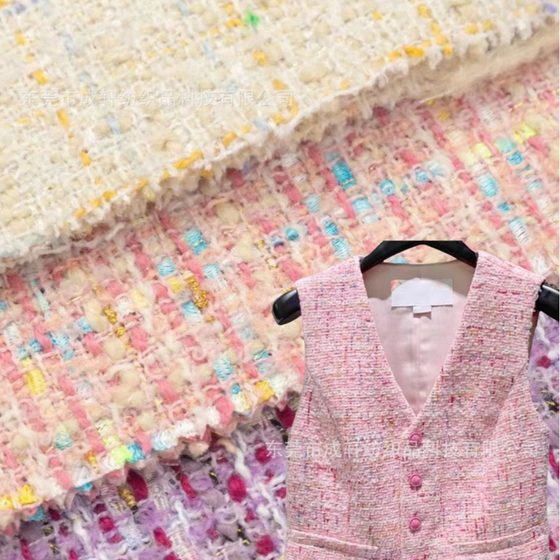 Wool Tweed French Style Chanel Died Yarn Woven Coat Shoes Bag Fashion in stock Fabric