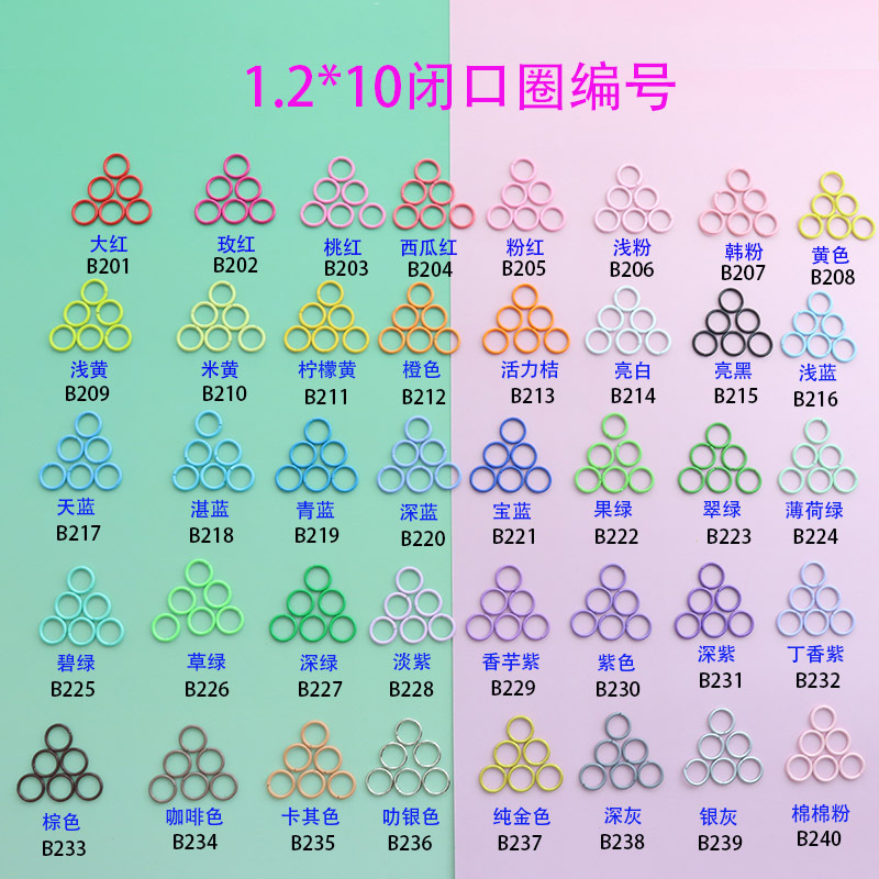40色闭口圈1.2*10mm烤漆铁圈饰品配件连接圈小钥匙圈各种颜色