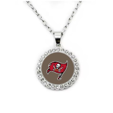 Cross-Border European and American Nfl32 Team Football Team Logo Necklace Oval Oil Dripping Diamond Pendant Lightning Cowboy Pirate