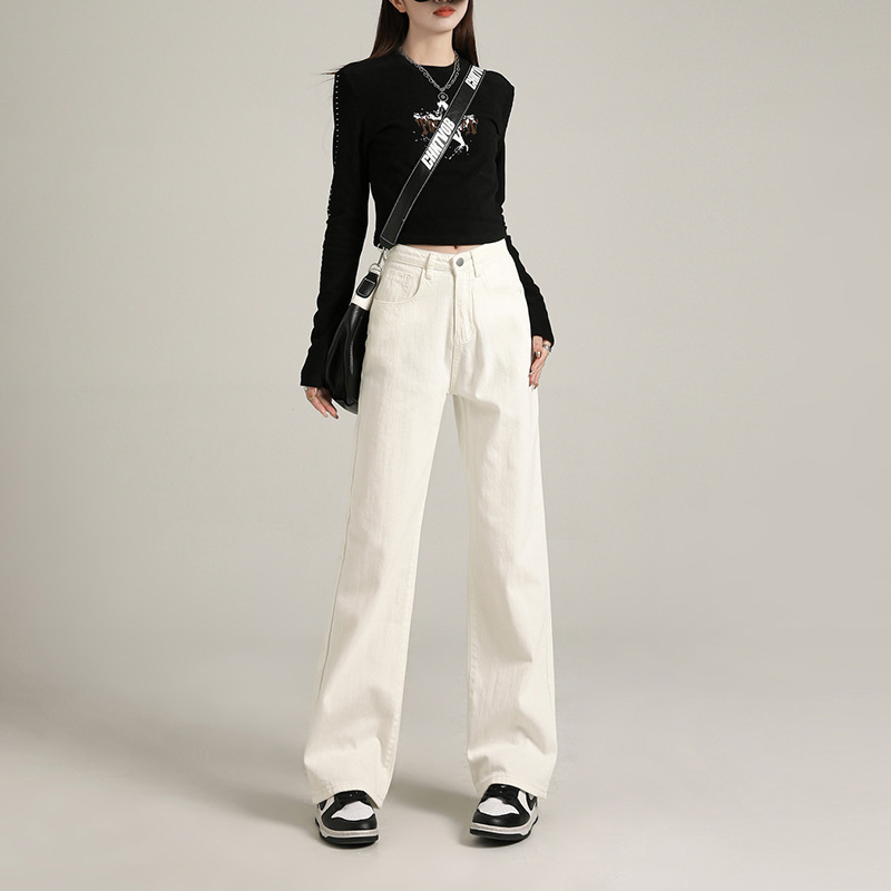 2024 spring and summer white high waist loose straight JEANS WOMEN JEANS WOMEN 2024 spring and summer white high waist loose straight JEANS WOMEN JEANS WOMEN