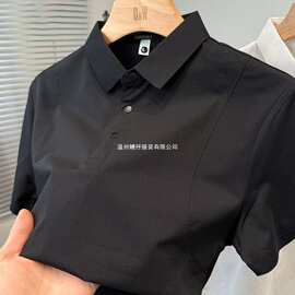 男款休闲运动拼接短袖T恤衬衫领Polo衫纯色百搭夏装新款纯色上衣
