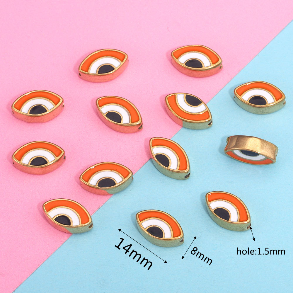 Ojo del diablo cuentas de acero inoxidable de doble cara gota de esmalte aceite ojos pequeños peces perlas espaciador perlas sueltas joyas DIY