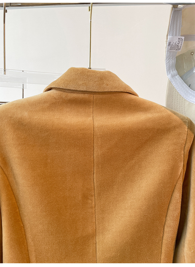 GraceChic 2025 Spring And Autumn New One-Button Set Irregular Lapel Simple Camel Suit Pants For Women_voghion.com