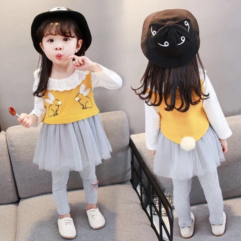 Abbigliamento per bambine primavera autunno maniche lunghe 012-34 anni felpa con cappuccio per neonati tre pezzi versione coreana set per neonati e_voghion.com