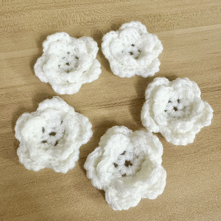 Вязаные крючком двухслойные цветочные аксессуары из пряжи для одежды, декоративные элементы для свитеров, оптом в наличии