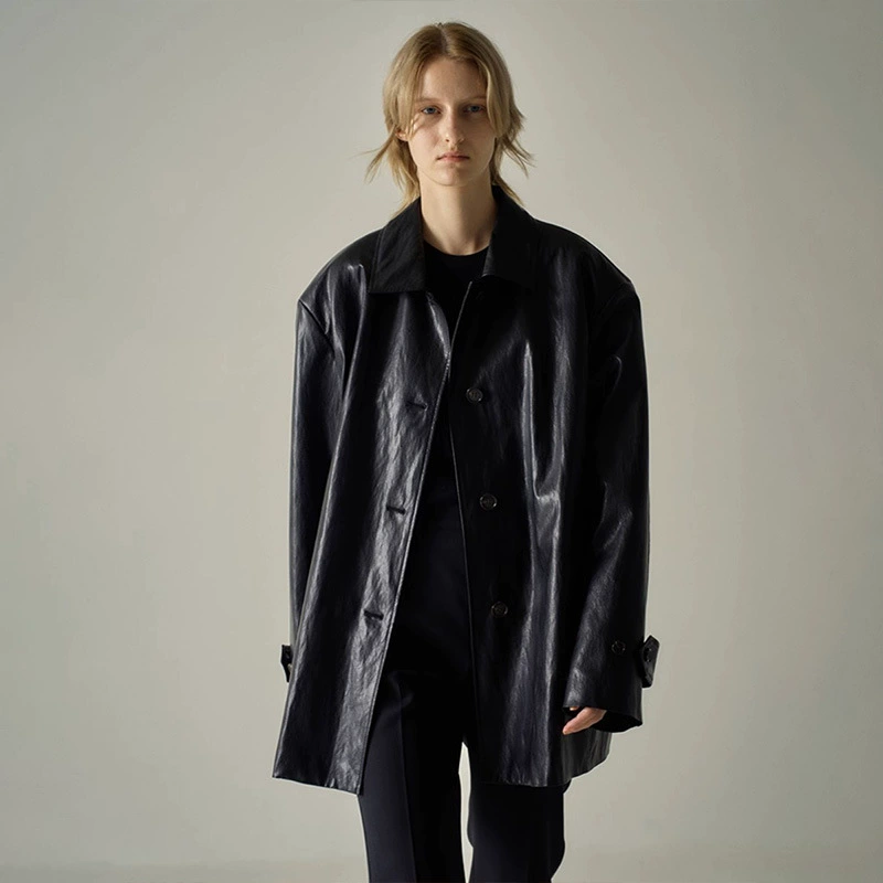 Женская кожаная куртка FACA*E PATTE*N, весна-осень 2021, новая высококачественная куртка с лацканами в норкорном стиле