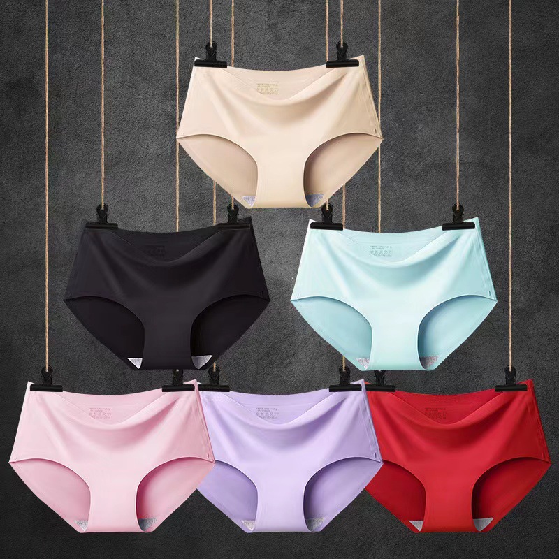 Ropa interior sin costuras de seda de hielo calzoncillos de cintura media de una pieza para mujer tablero ligero más tamaño Pantalones de mujer sexy ropa interior Mujer 810