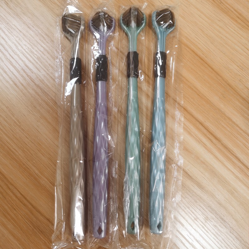 Cepillo de dientes de tres lados para adultos, cabello blando para hombres y mujeres, decoración doméstica, cepillo de costura de dientes de tres extremos, envoltura completa y lengua limpia