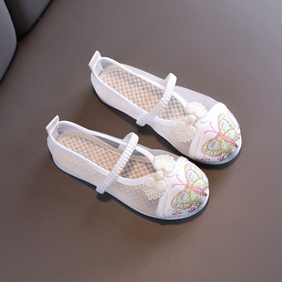 Girls' mesh shoes Children's Hanfu shoes 2021 summer New embroidered sandals old Beijing breathable student performance shoes