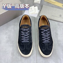 欧洲站新款男士牛反绒面料拼接柔软舒适运动鞋时尚轻盈系带休闲鞋