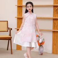 Платье для девочек чонсам платье Hanfu лето 2025 новый новый детский новый китайский стиль улучшенная маленькая девочка юбка национального стиля