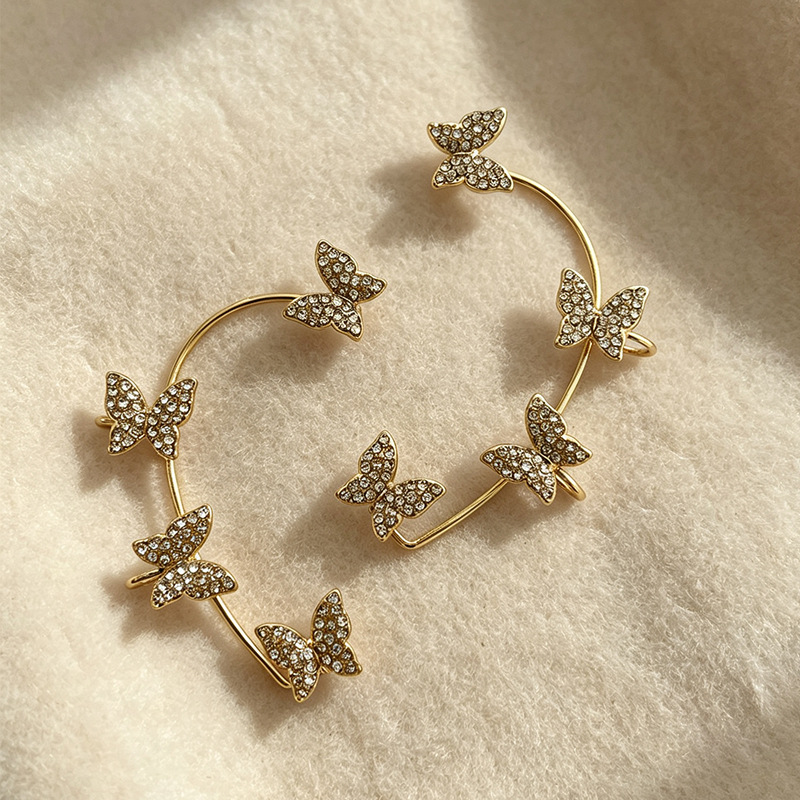 Korean Dongdaemun Butterfly Flower Ear Clip for Women, Non-Piercing High-End Ear Cuff 2026, Niche Wholesale