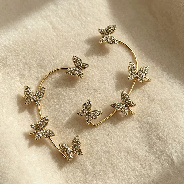 Korean Dongdaemun Butterfly Flower Ear Clip for Women, Non-Piercing High-End Ear Cuff 2026, Niche Wholesale