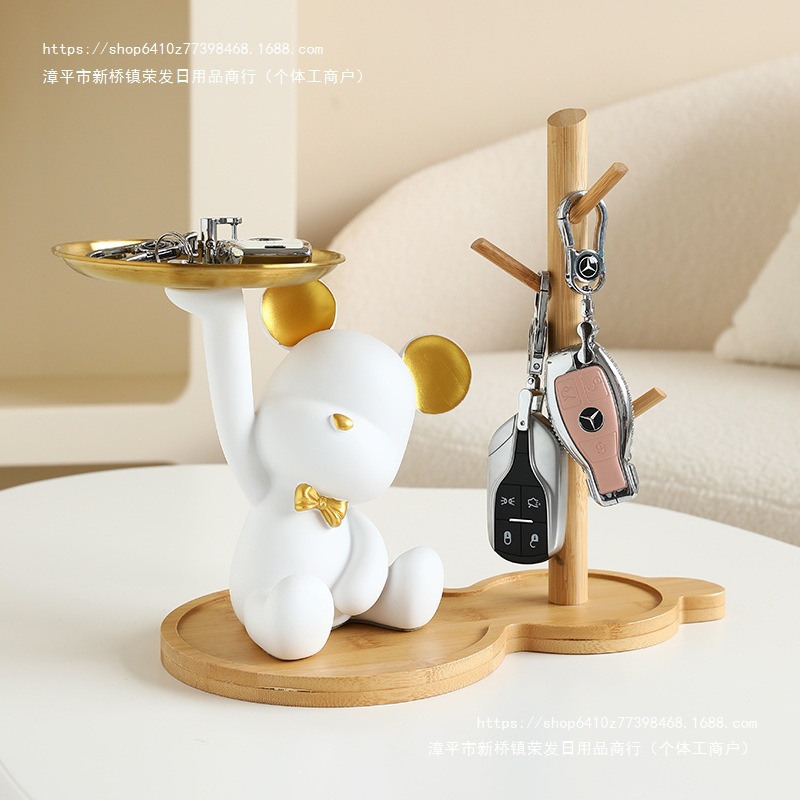 국경 간 폭력 곰 장식품 창조적 인 입구 키 저장 홈 액세서리 거실 장식 선물 룸